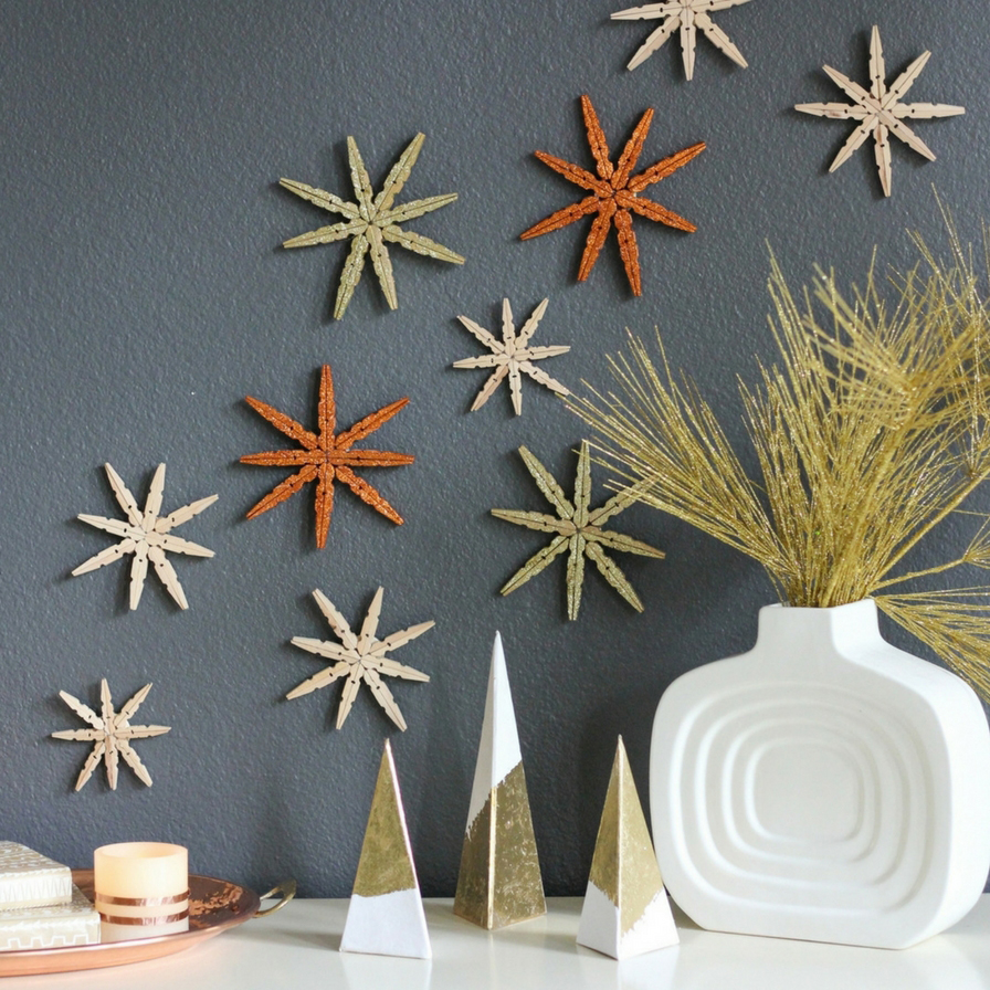 DIY Clothespin Snowflake Wall Decor | Fun365