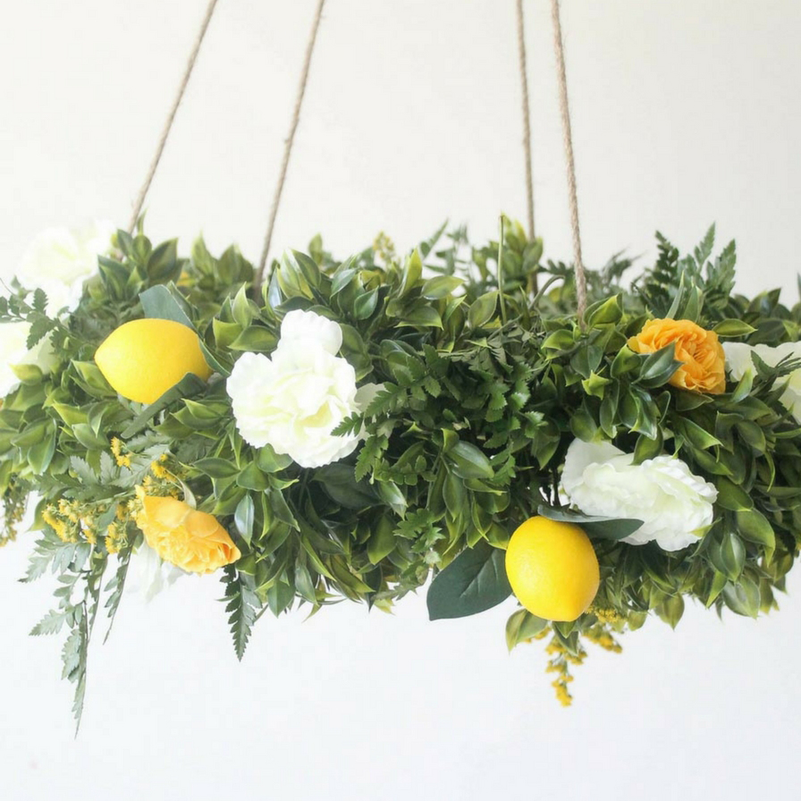 DIY Floral and Lemon Wedding Chandelier