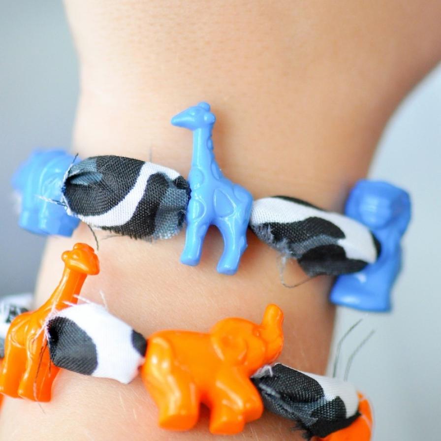DIY Jungle Animal Bandana Bracelets