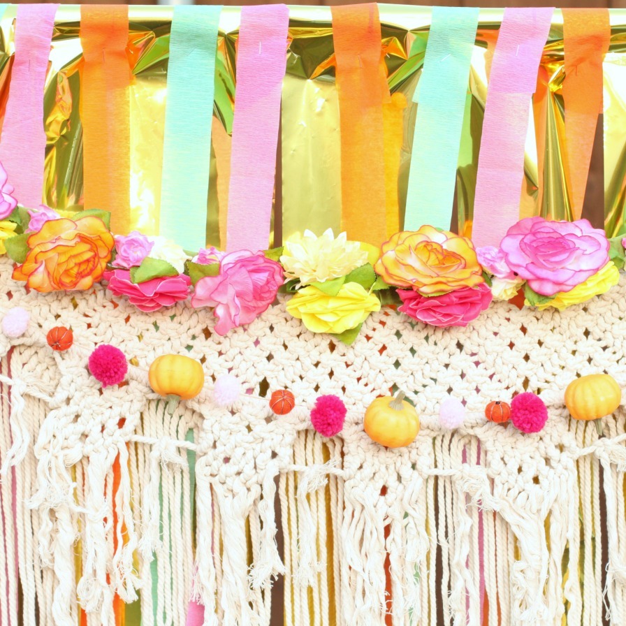 DIY Macrame and Pom-Pom Backdrop