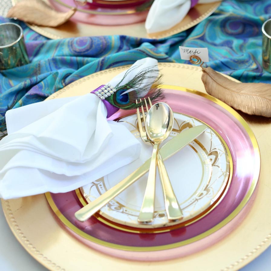 DIY Peacock Feather Napkin Rings