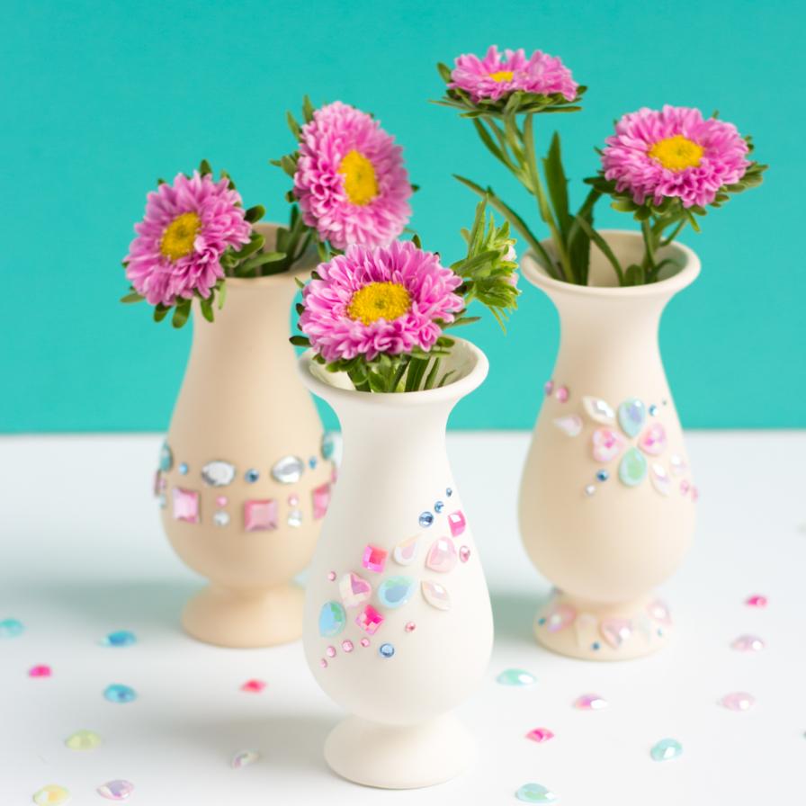 Rhinestone Decorated Flower Vases