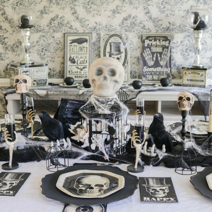 Vintage Halloween DIY Skull Centerpiece