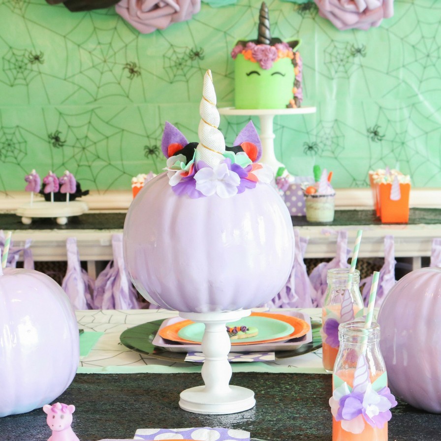 DIY Unicorn Pumpkin Centerpiece