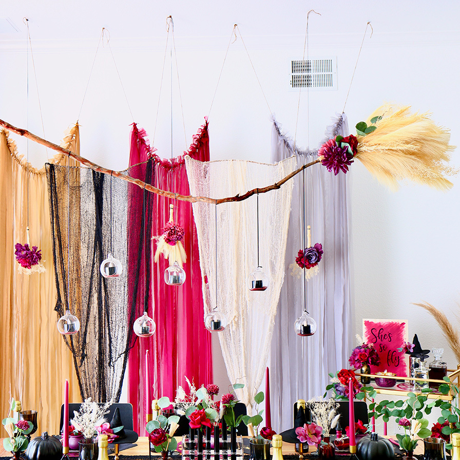 DIY Witch's Broom Chandelier