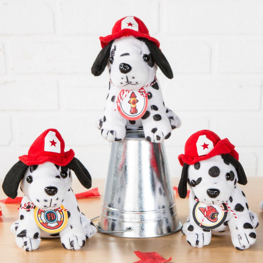 On Card 2 Dalmatian Dog Puppy Firefighter Helmets Metal Hand-Painted JHB Buttons 