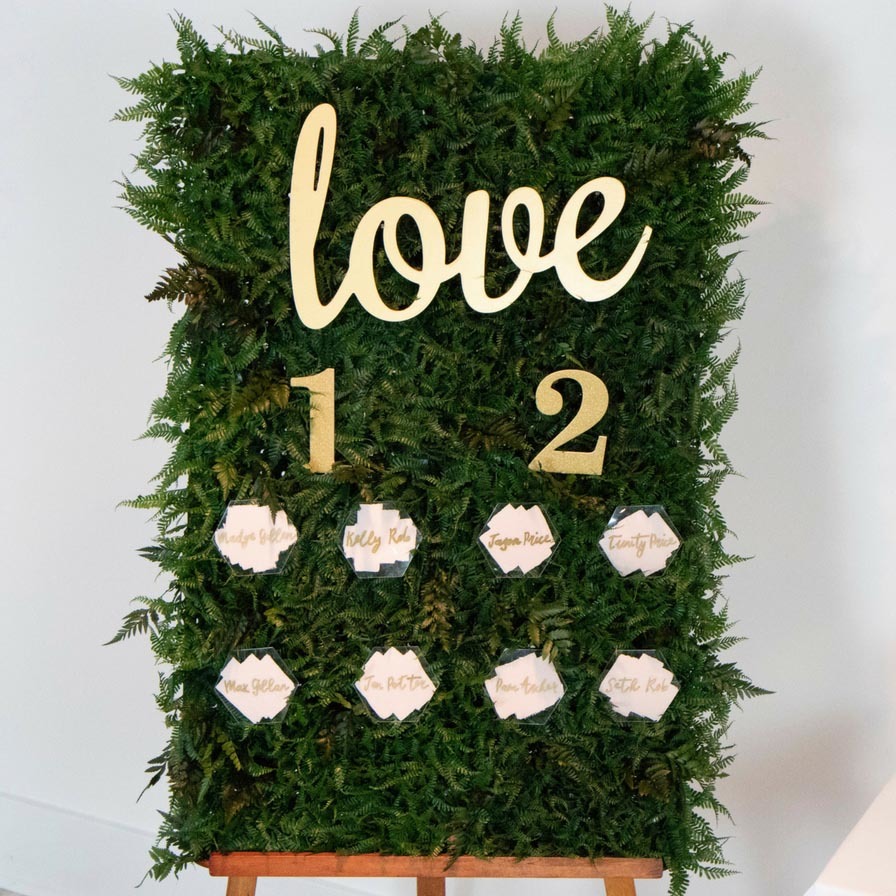Fern & Acrylic Wedding Seating Chart