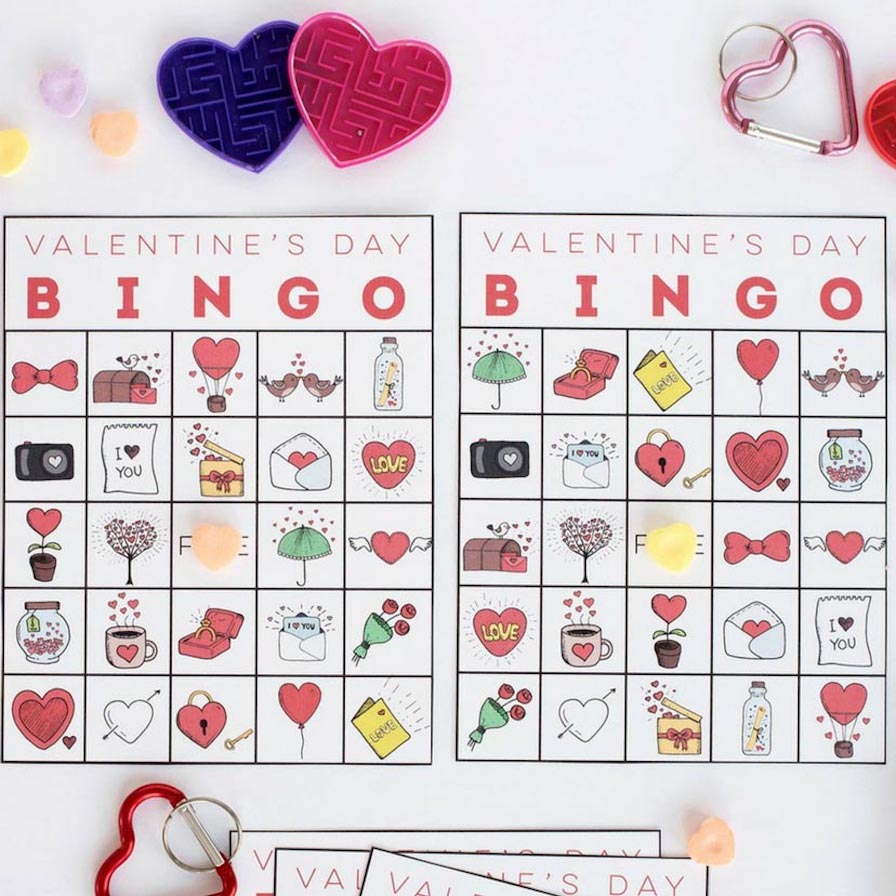 Printable Valentine Bingo Cards Valentines Bingo Cards Printable Download Prefilled Valentines