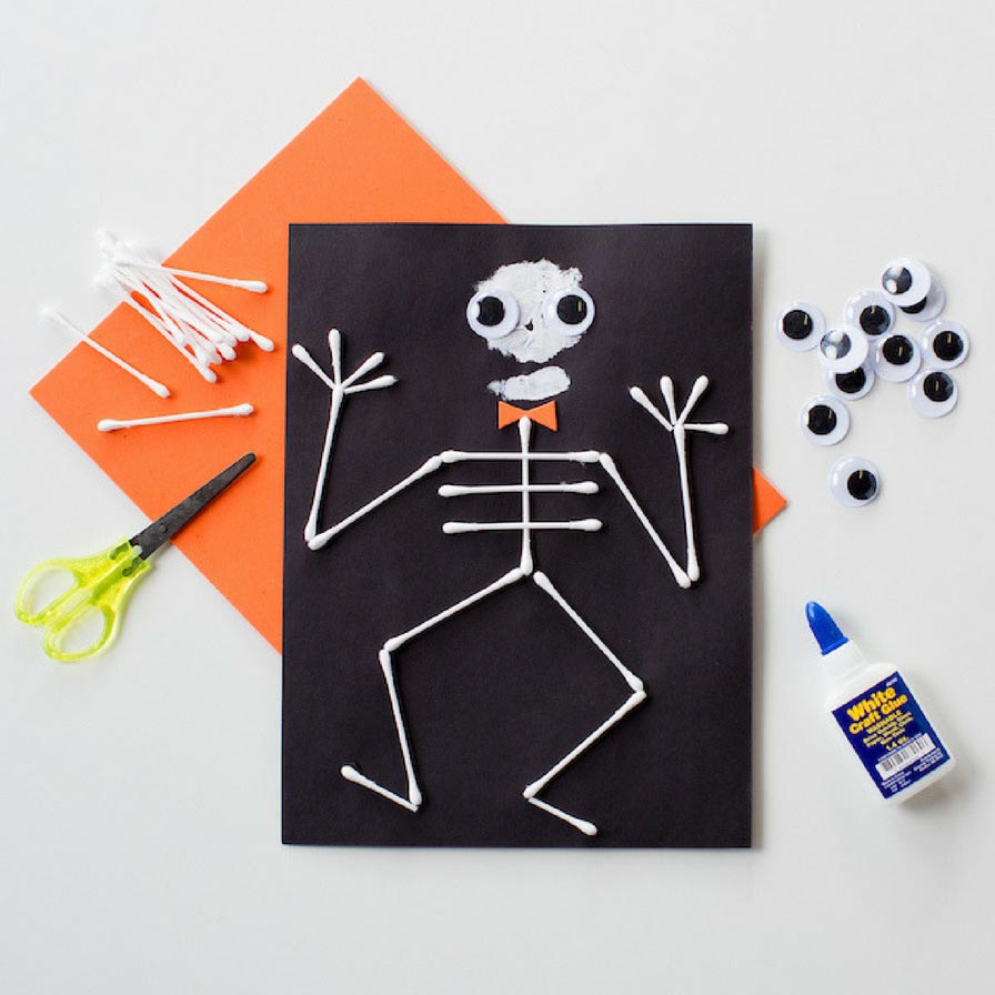 Halloween Cotton Swab Skeleton Project Fun365