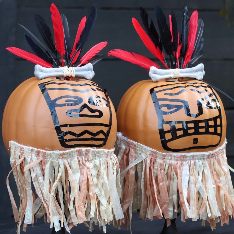 DIY No-Carve Tiki Pumpkin