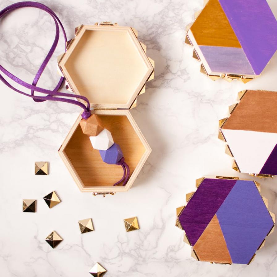 DIY Unfinished Wood Hexagon Box