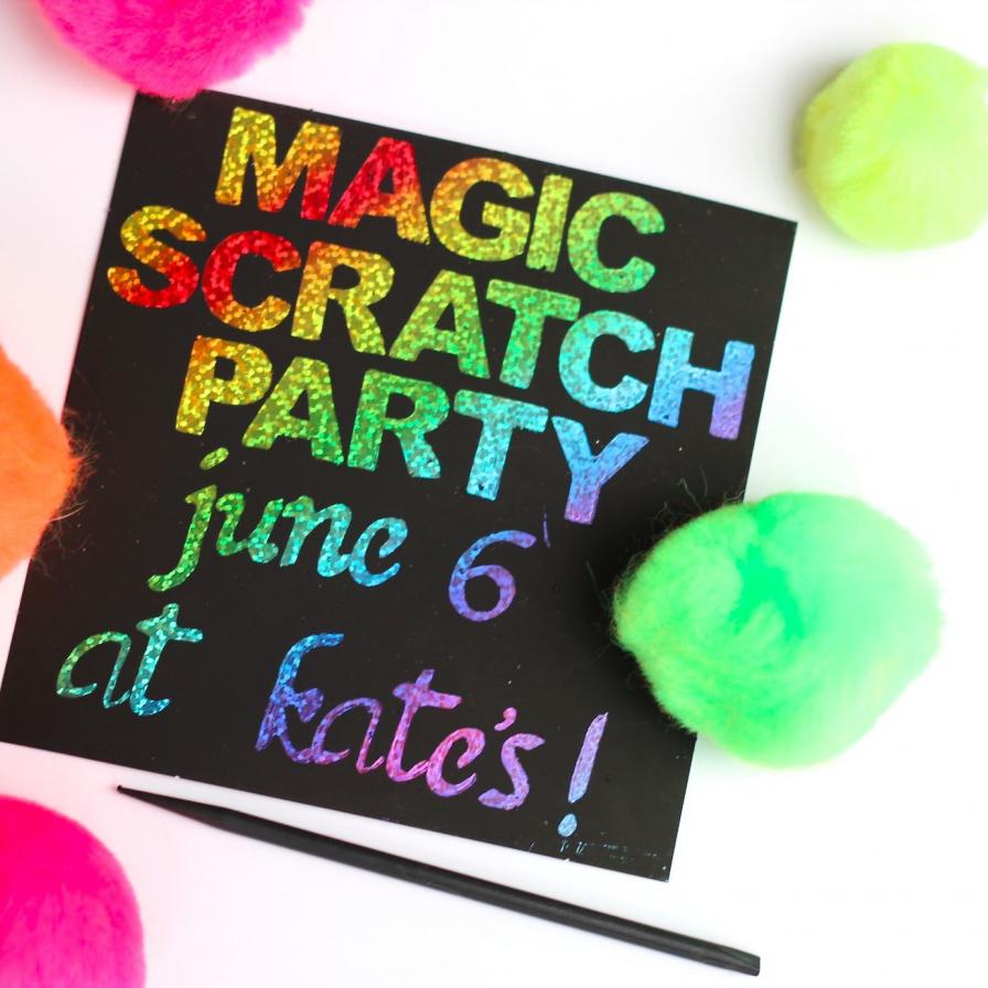 DIY Magic Scratch Party Invitations