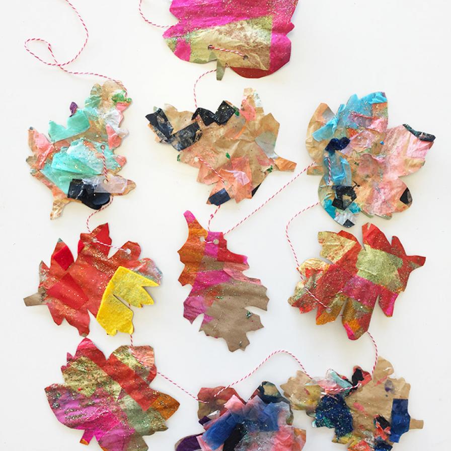 Glittered Fall Leaf Garland Craft | Fun365