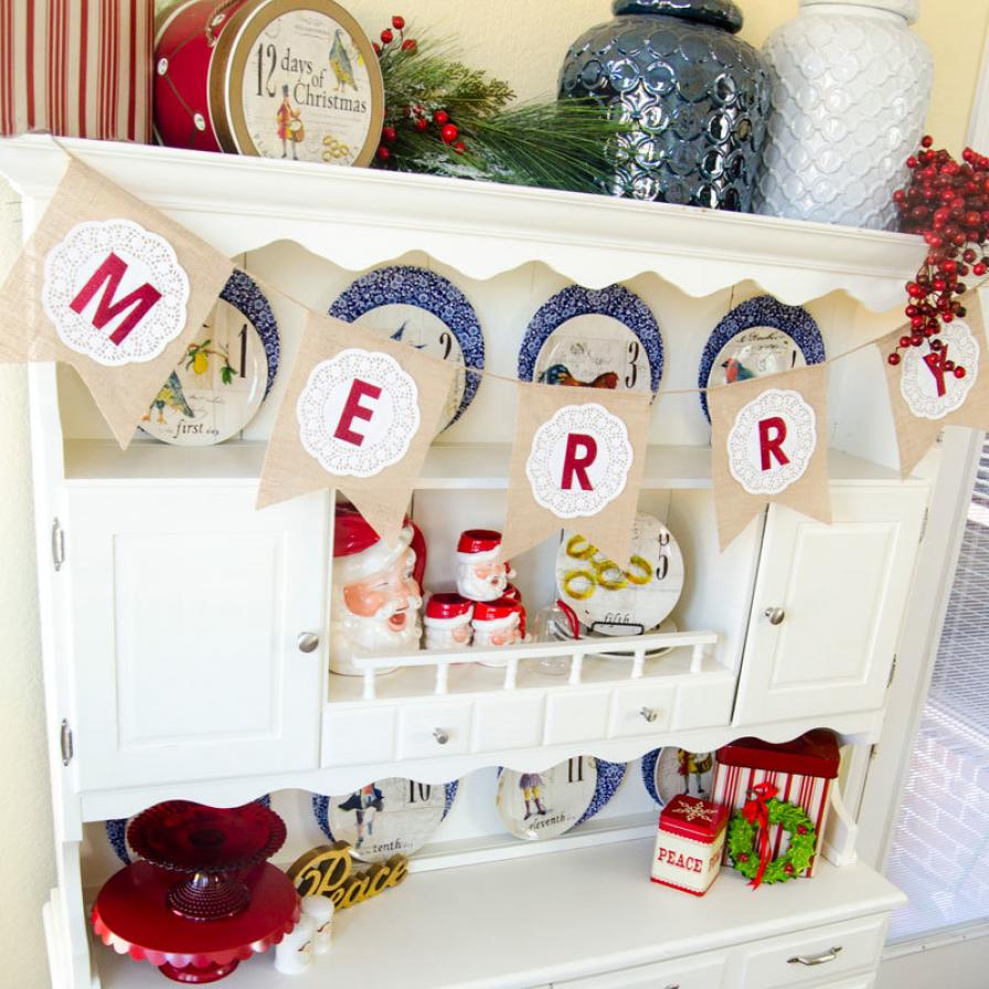 Merry Doily & Burlap Garland