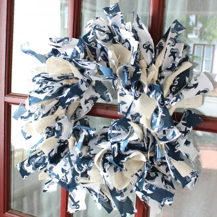 Nautical DIY Rag Tie Wreath