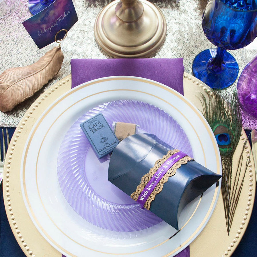 Navy, Purple and Gold DIY Favor Boxes