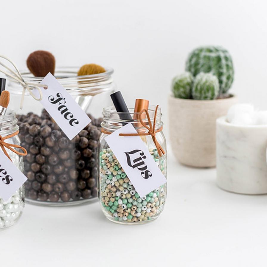 DIY Beaded Brush Holder & Labels | Fun365