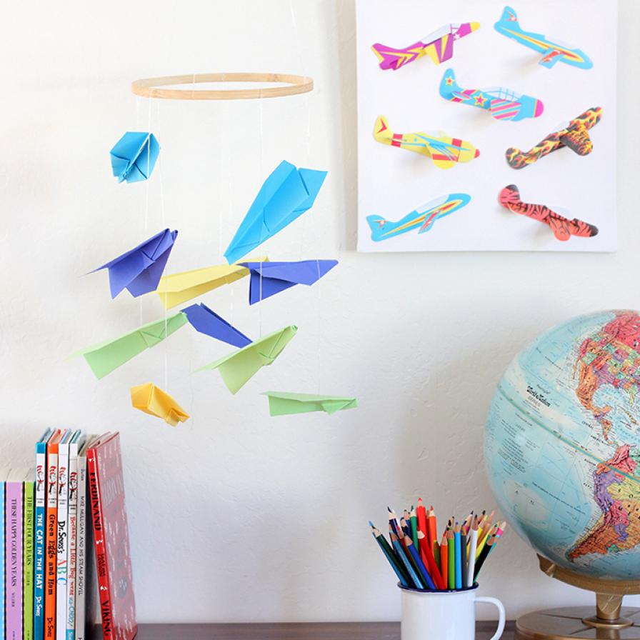 Paper Airplane Mobile for Kids Room