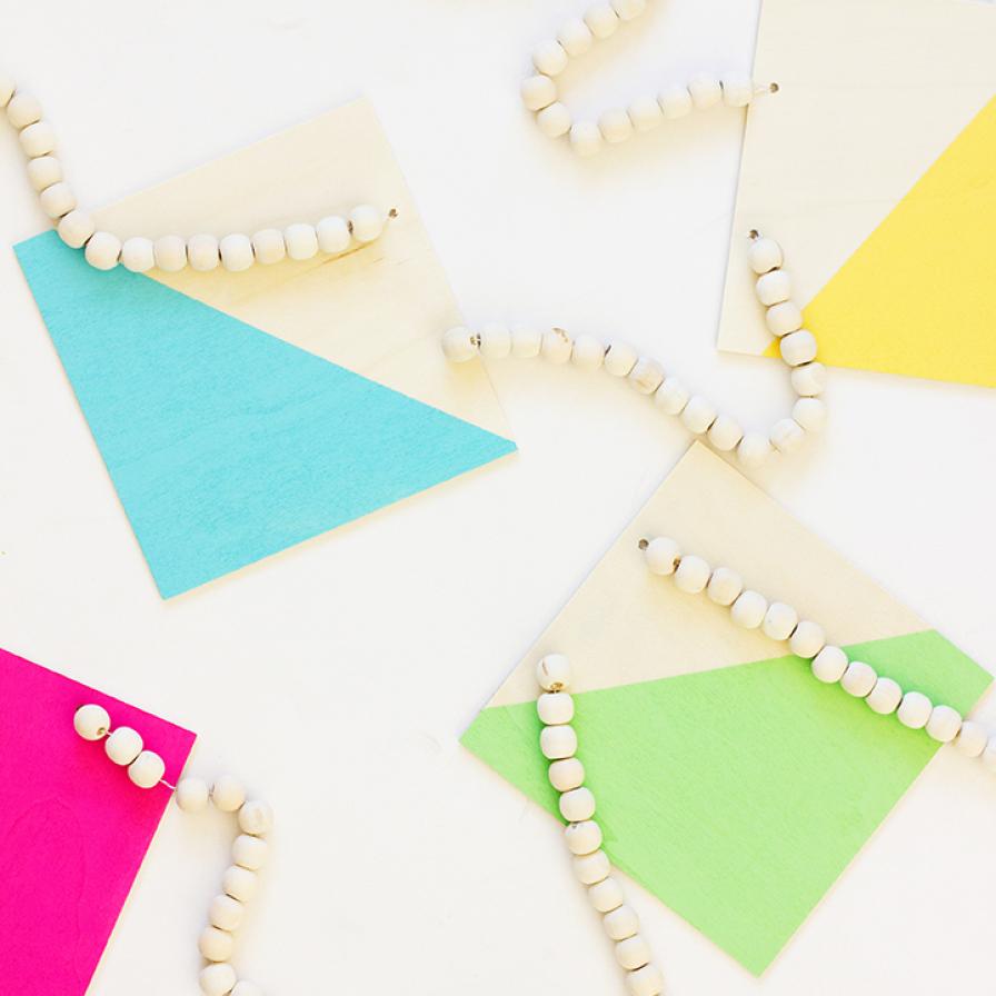 DIY Spring Wood Bead Garland