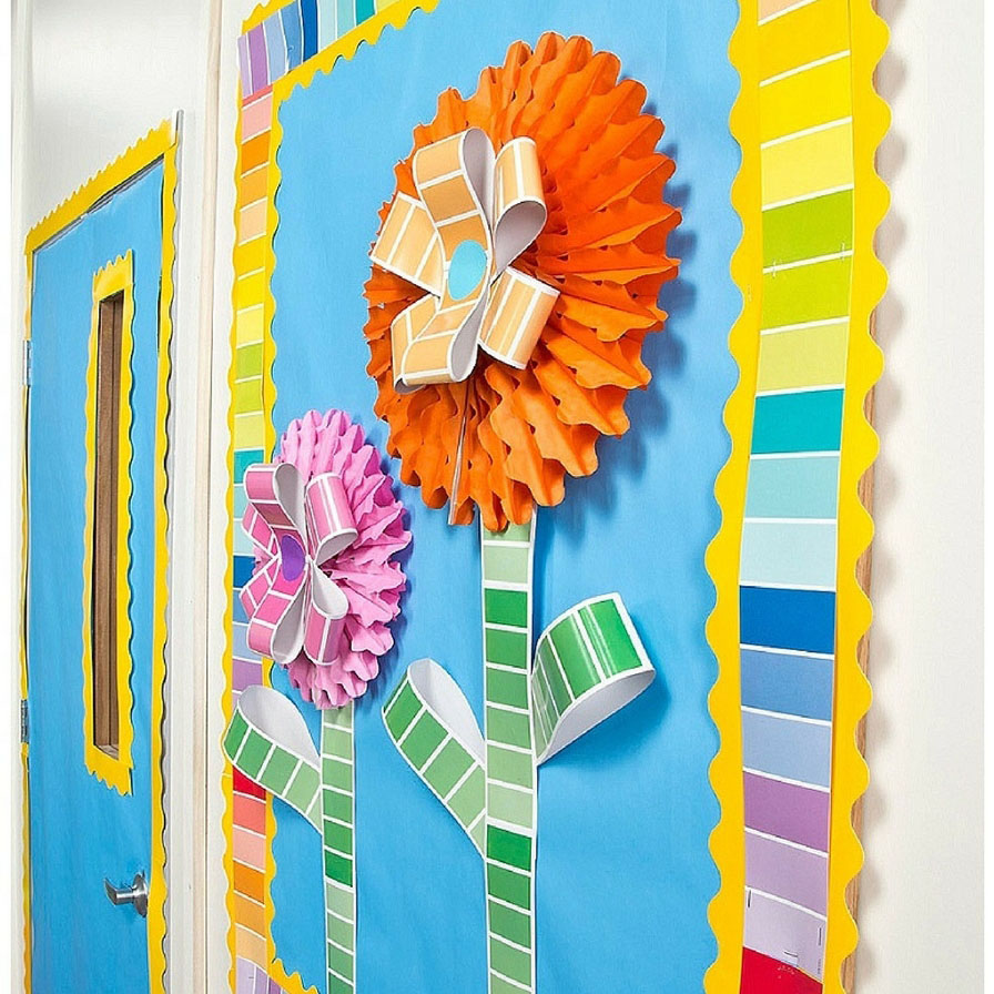 Paint Chip Tissue Paper Flowers