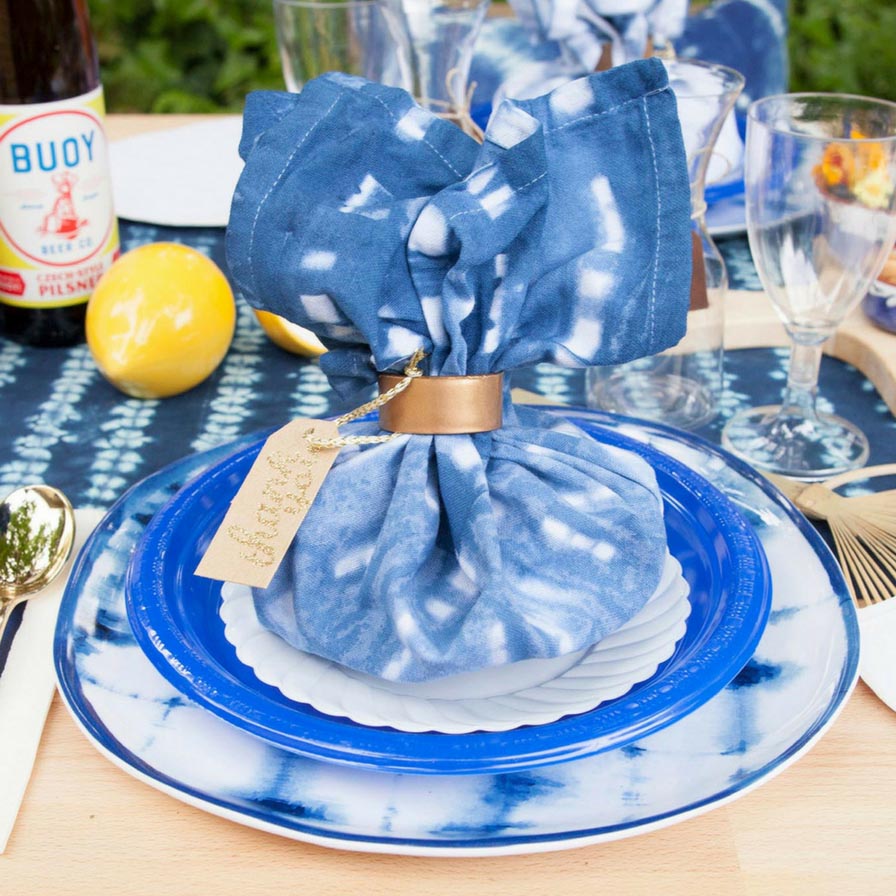 Shibori Napkin Wrapped Party Favor