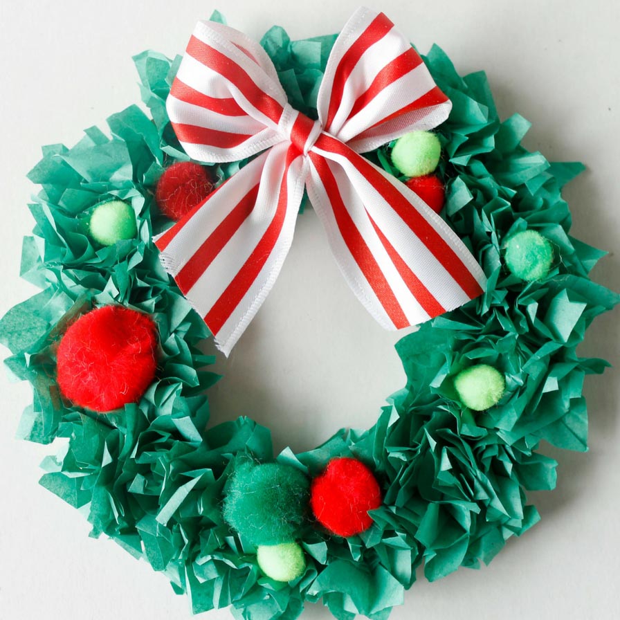 Tissue Paper Christmas Wreath Craft | Fun365