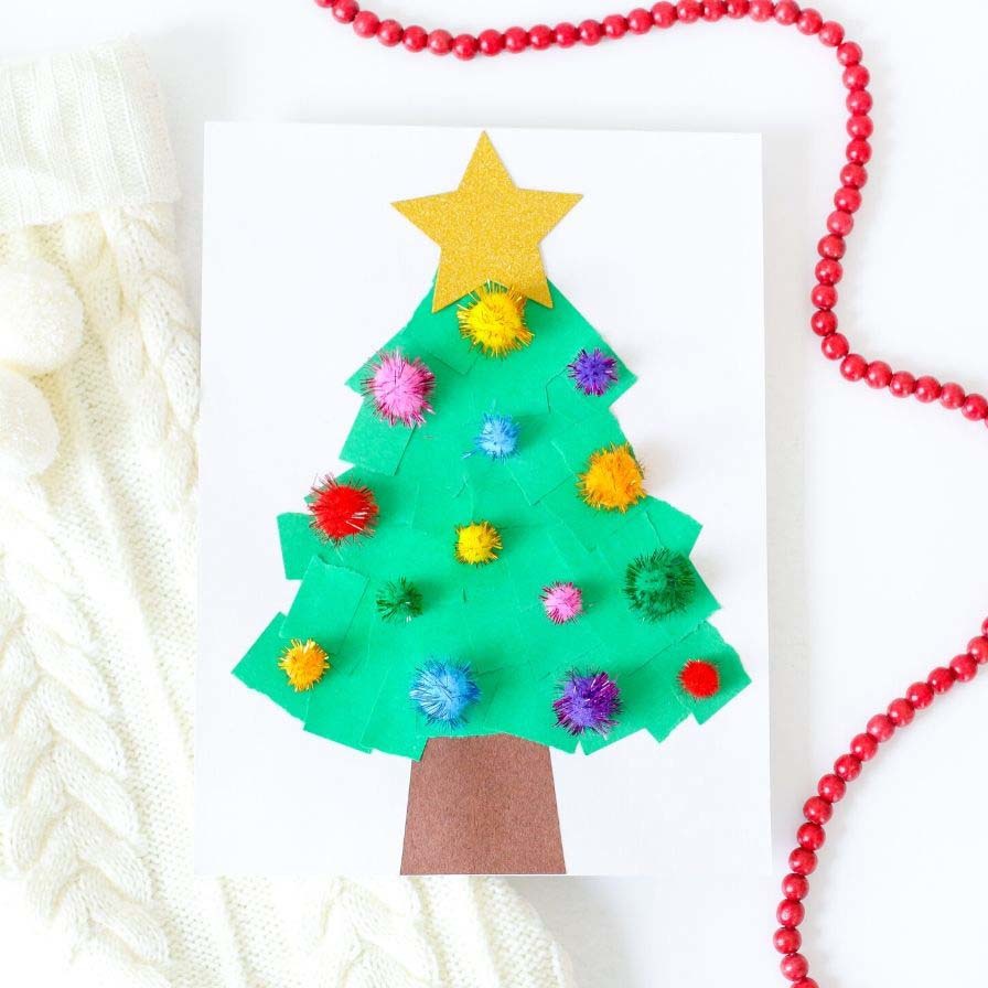 Torn Paper Christmas Tree Kids Craft Fun365