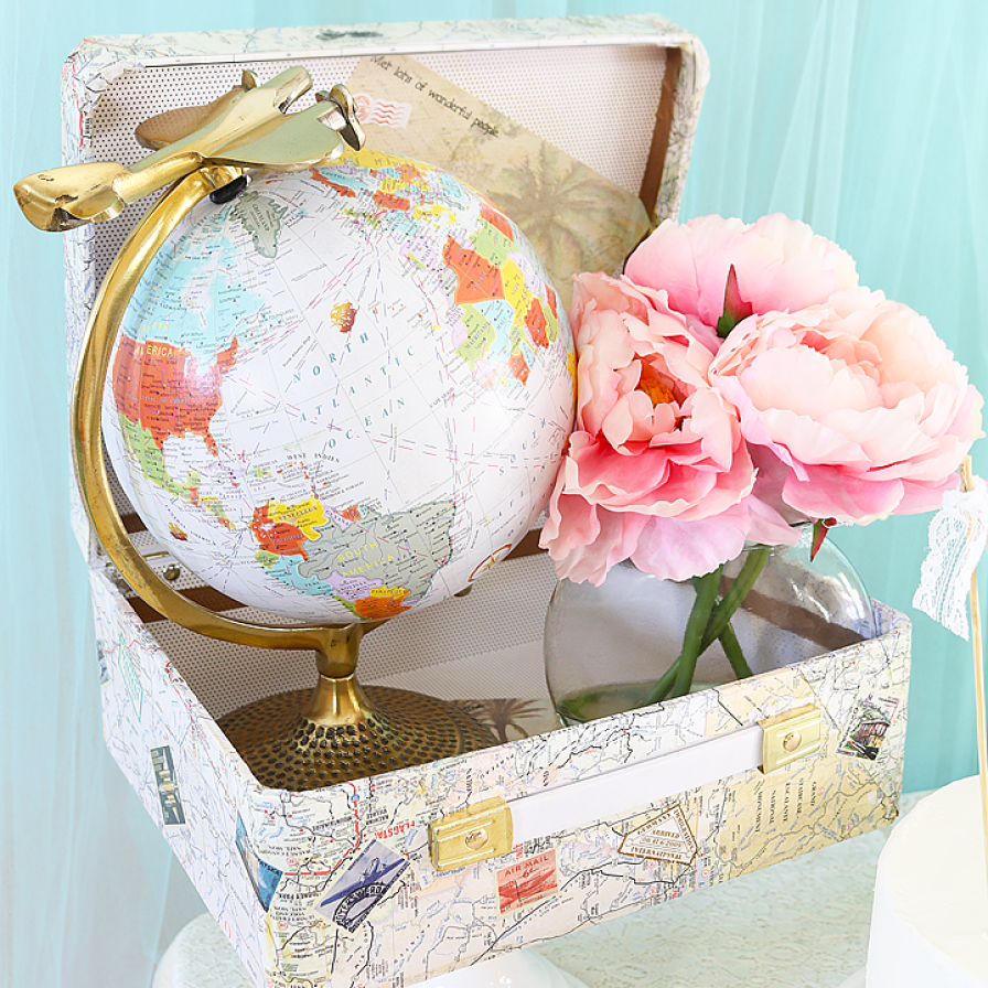 small suitcase centerpieces