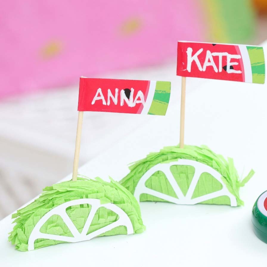 DIY Fruit Wedge Piñata Place cards
