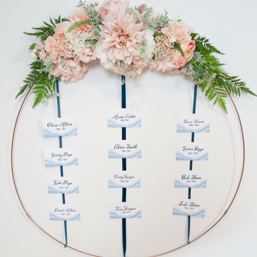 Velvet & Floral Hoop Seating Chart