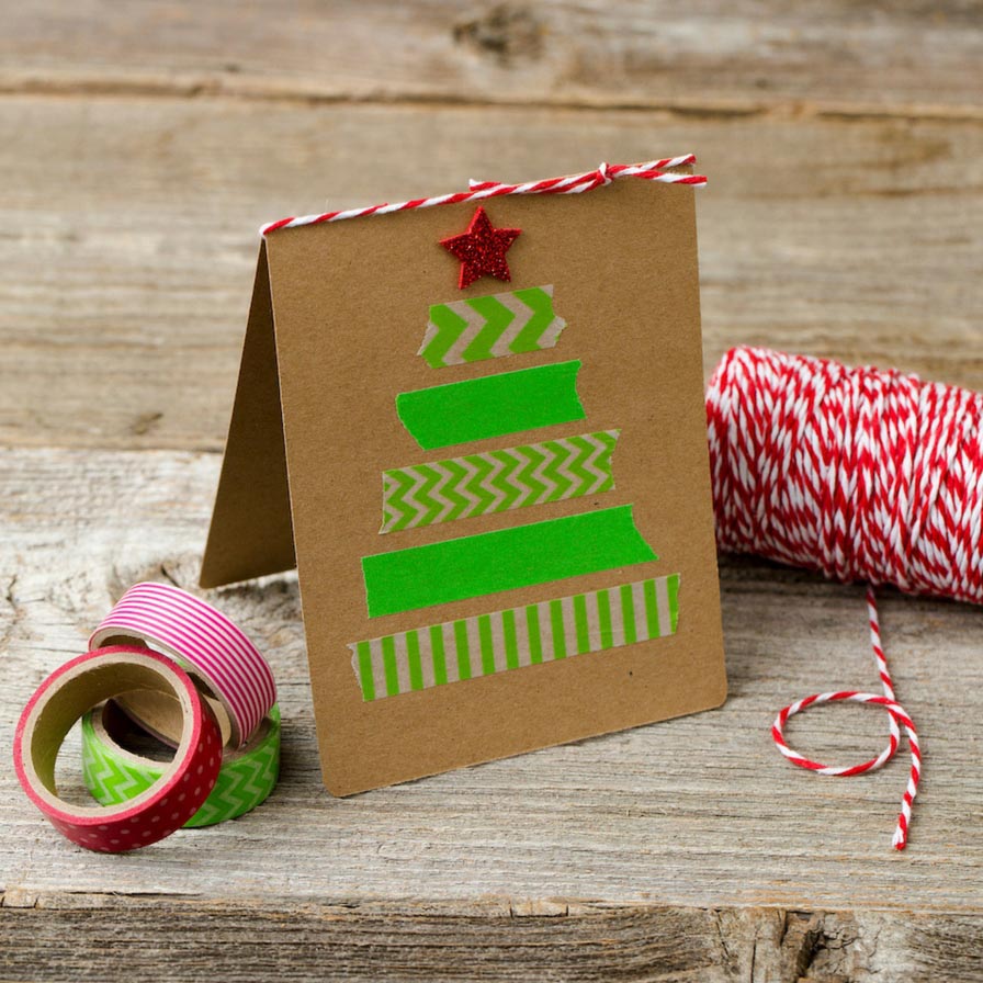 Washi Tape Christmas Cards (4 Easy Ideas) 