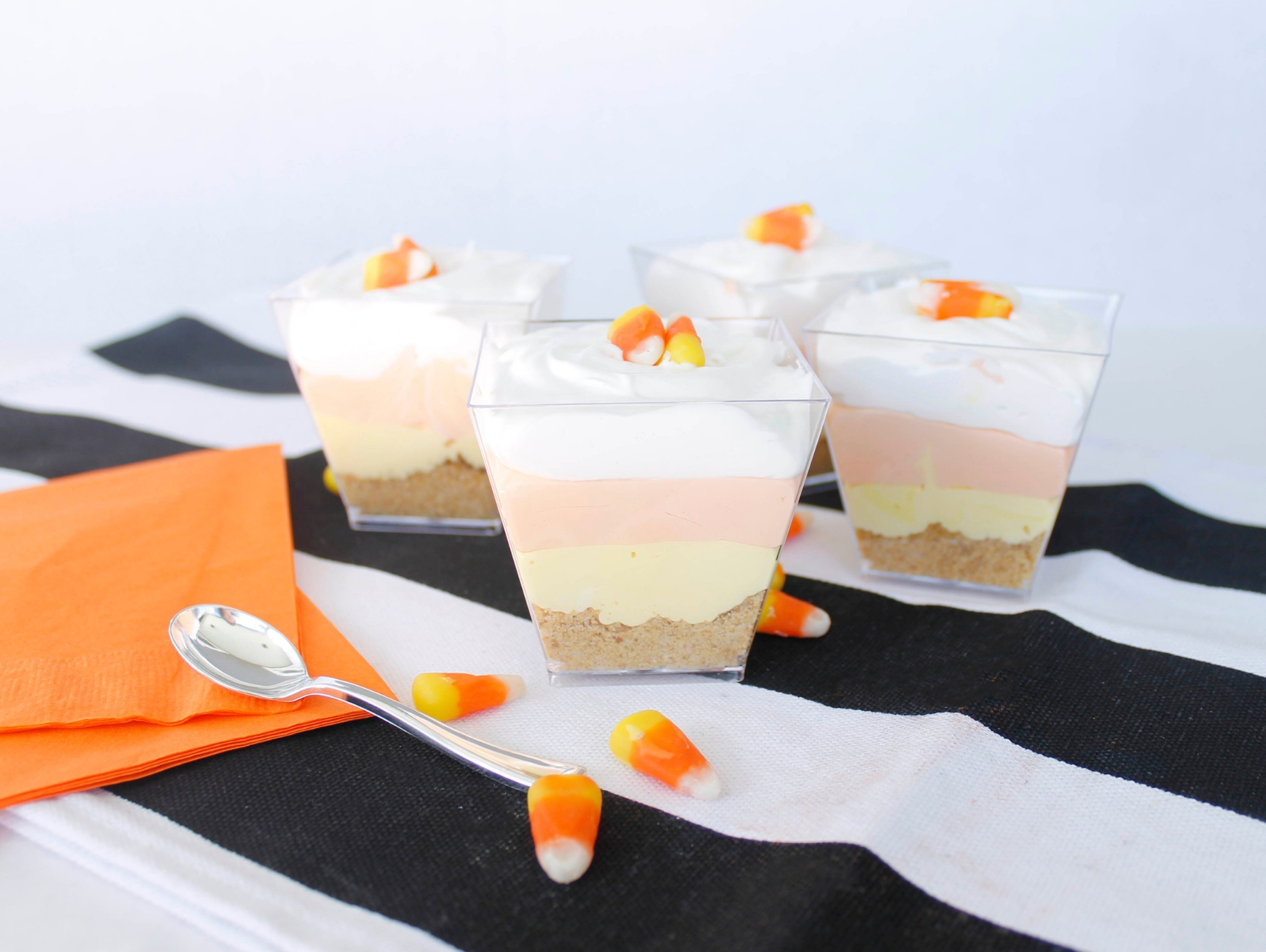 Candy Corn Layered Cheesecake