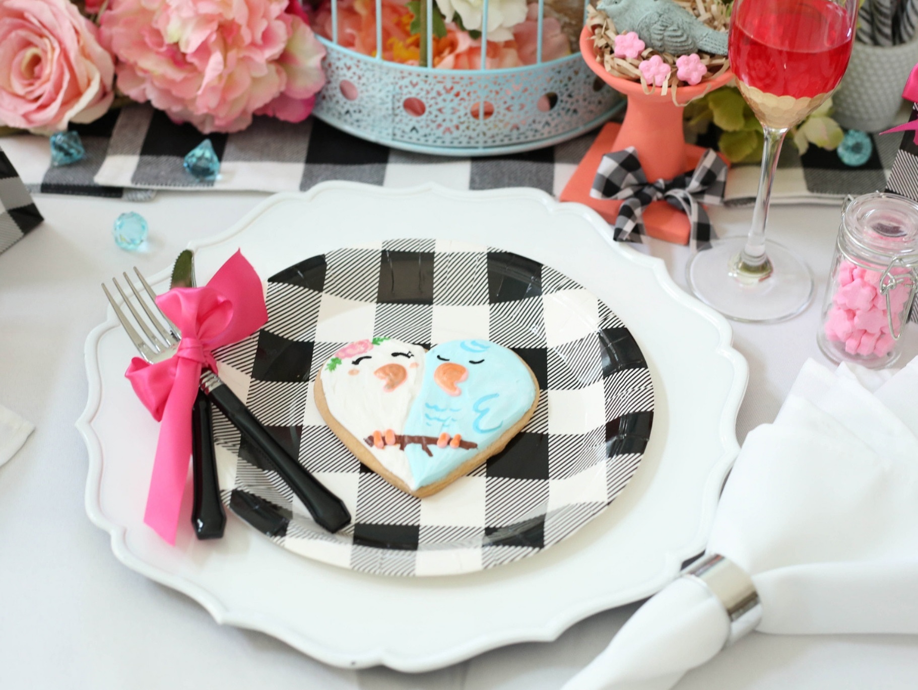 Love Bird Iced Sugar Cookie Hearts