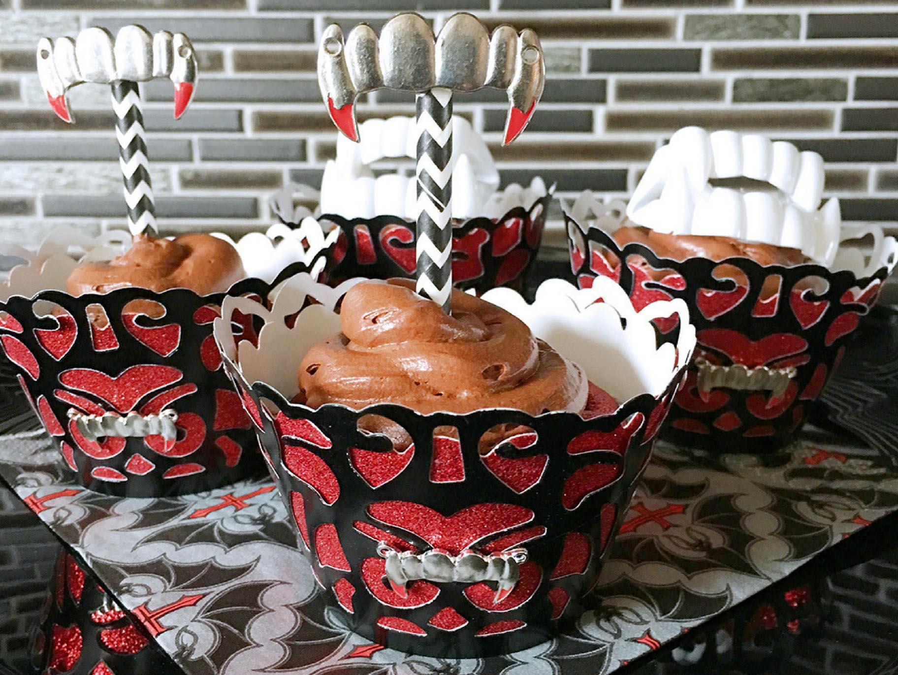 Vampire Chocolate Cherry Cupcakes