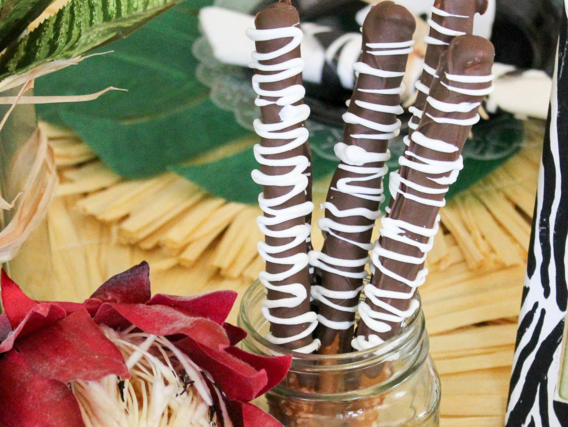 Zebra Striped Pretzel Wands 