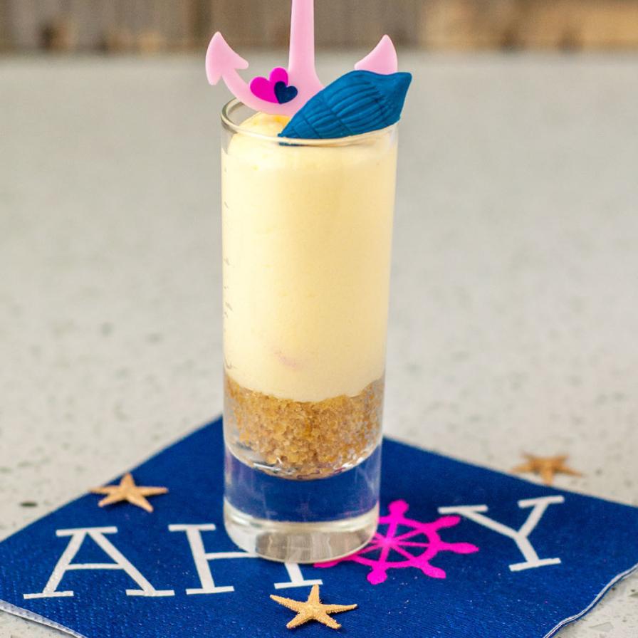 Cheesecake Shooters with Fondant Topper
