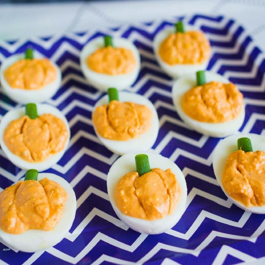 Pumpkin Deviled Eggs - Fantabulosity