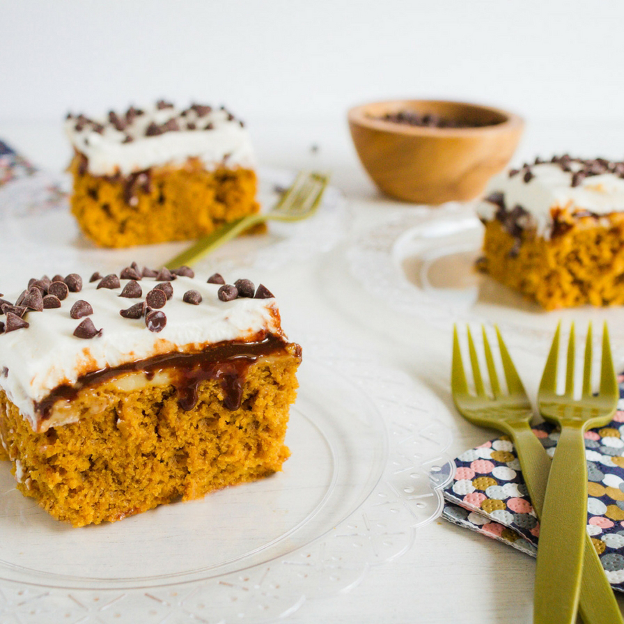 Pumpkin Chocolate Poke Cake