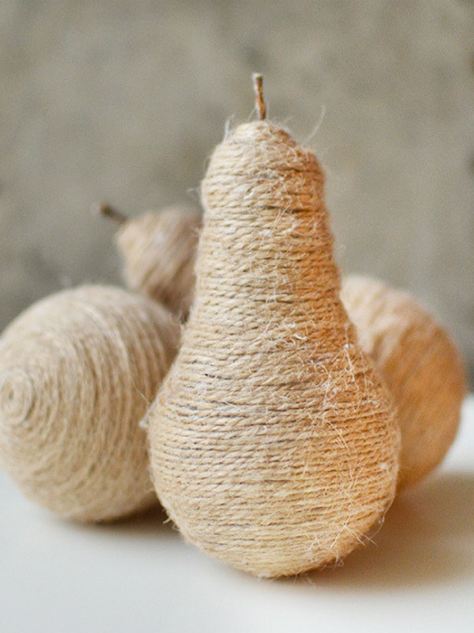 DIY Twine Light Bulb Pears