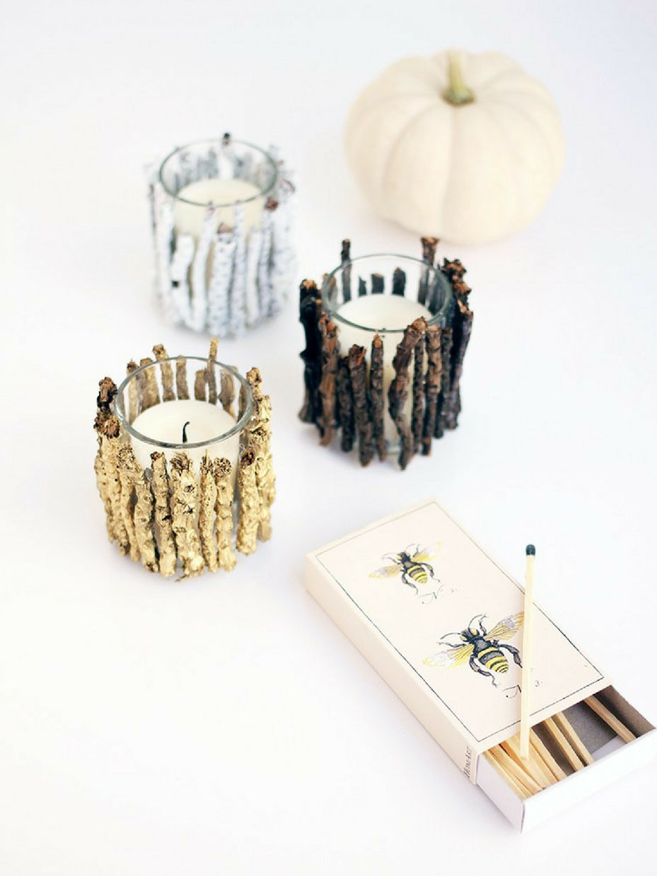 DIY Twig Votive Candle Holders