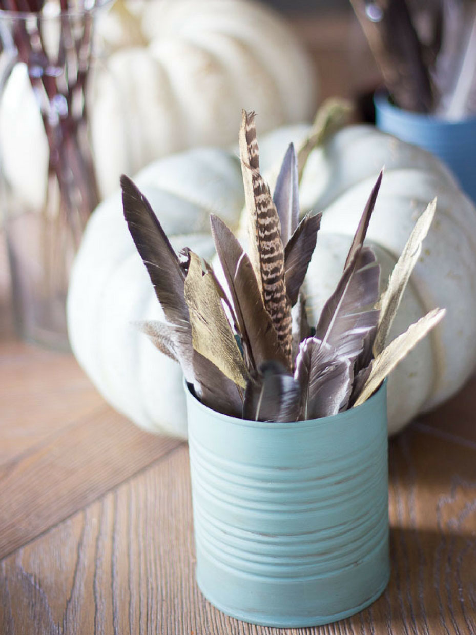 Tin Can Feather Bouquets