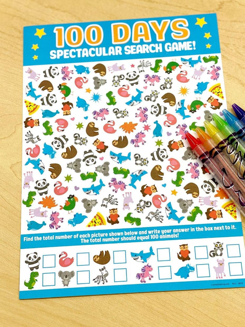 100th Day of School Search Game Cards