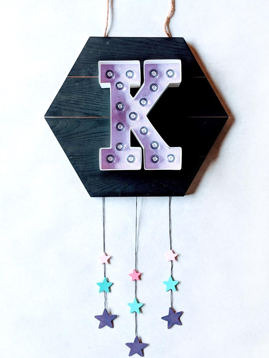 DIY Light-up Letter Wooden Sign
