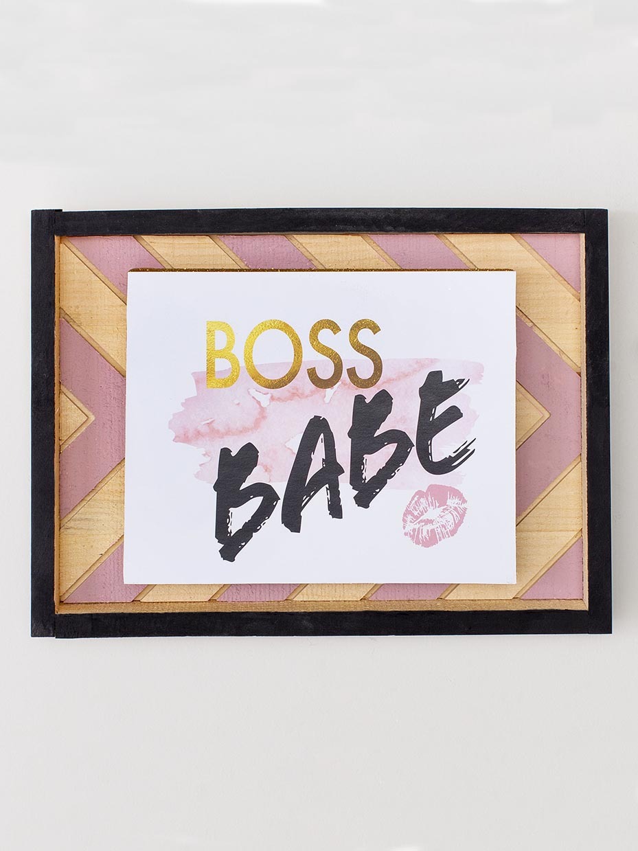 Boss Babe Chevron Wood Sign