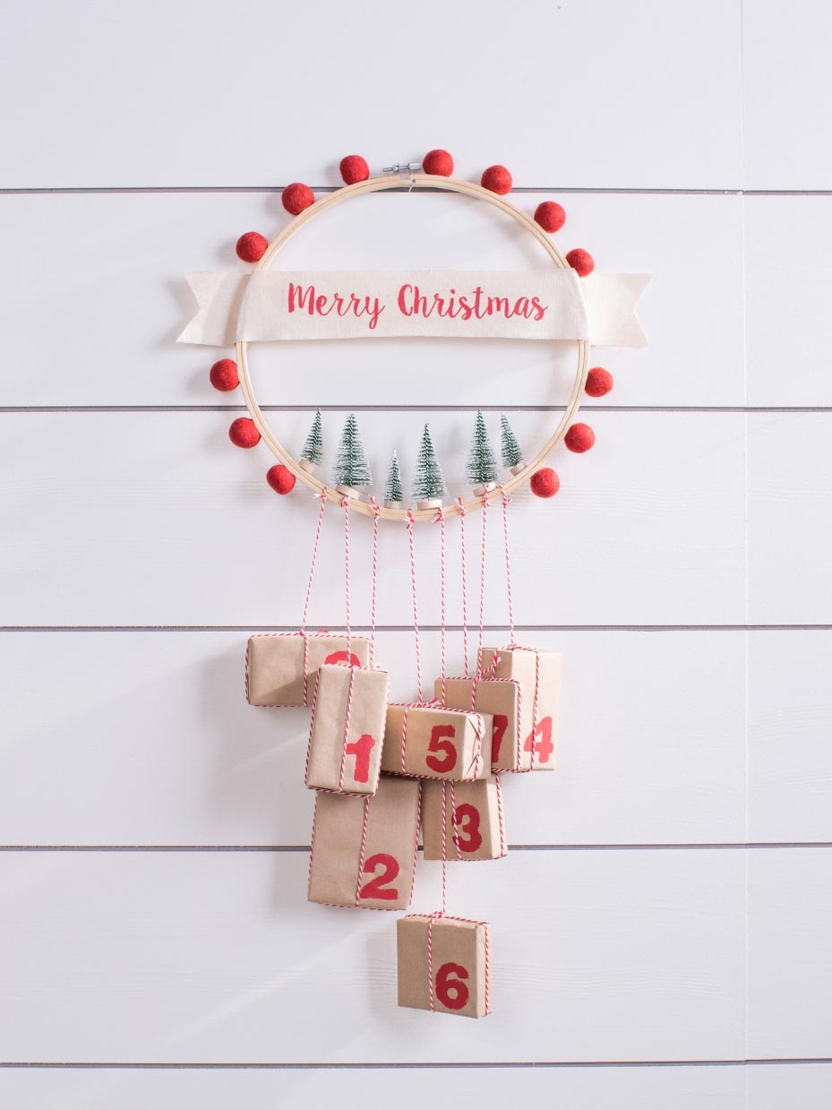 DIY Holiday Advent Embroidery Hoop Decor