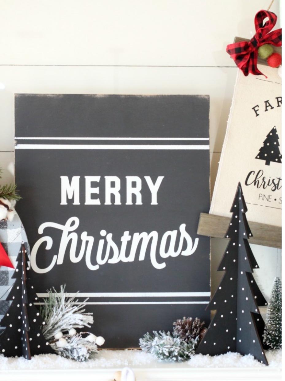 Farmhouse Inspired Painted Christmas Trees