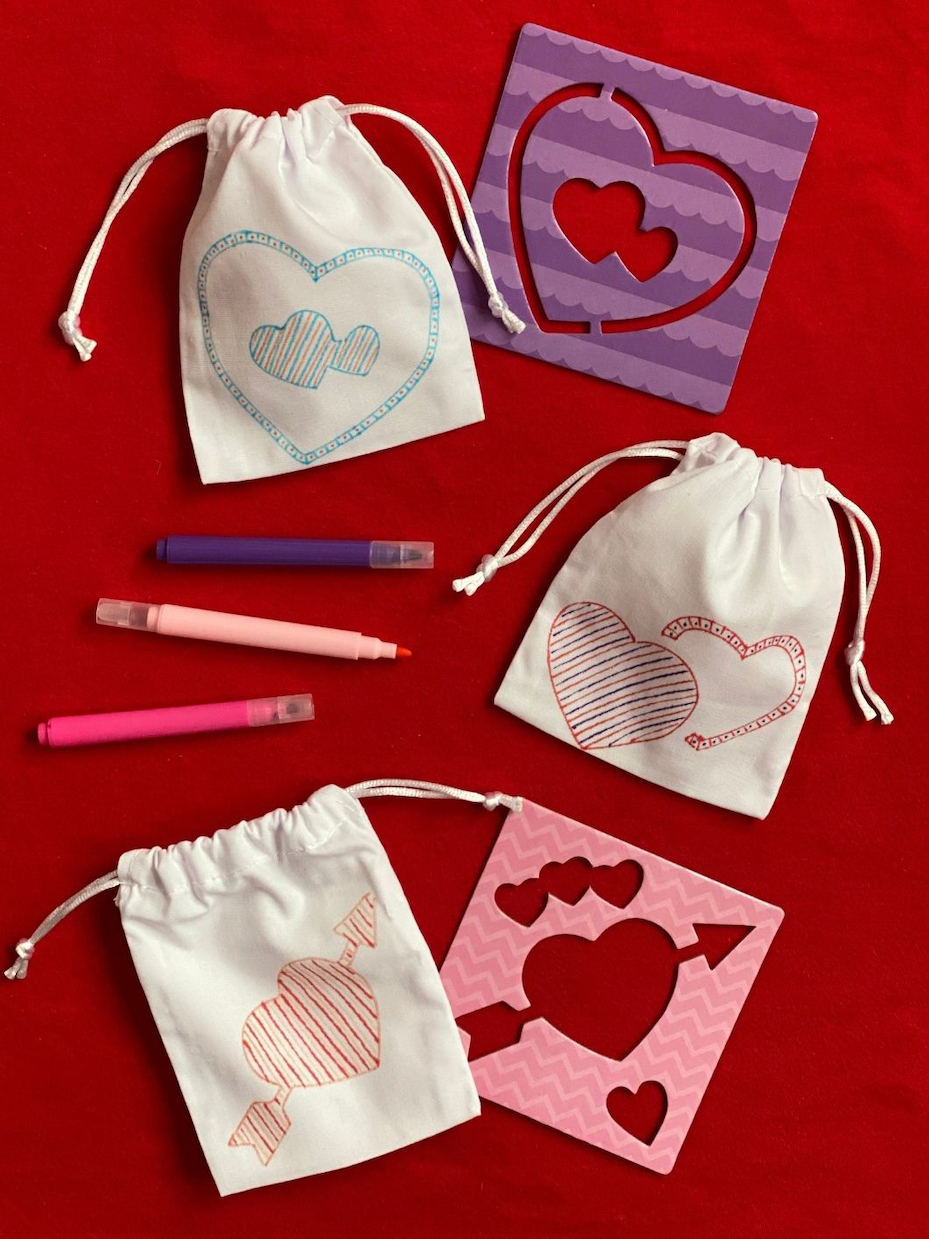 Stenciled Valentine Gift Bags