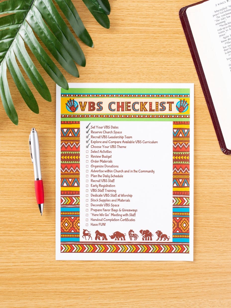 African Safari Printable VBS Checklist