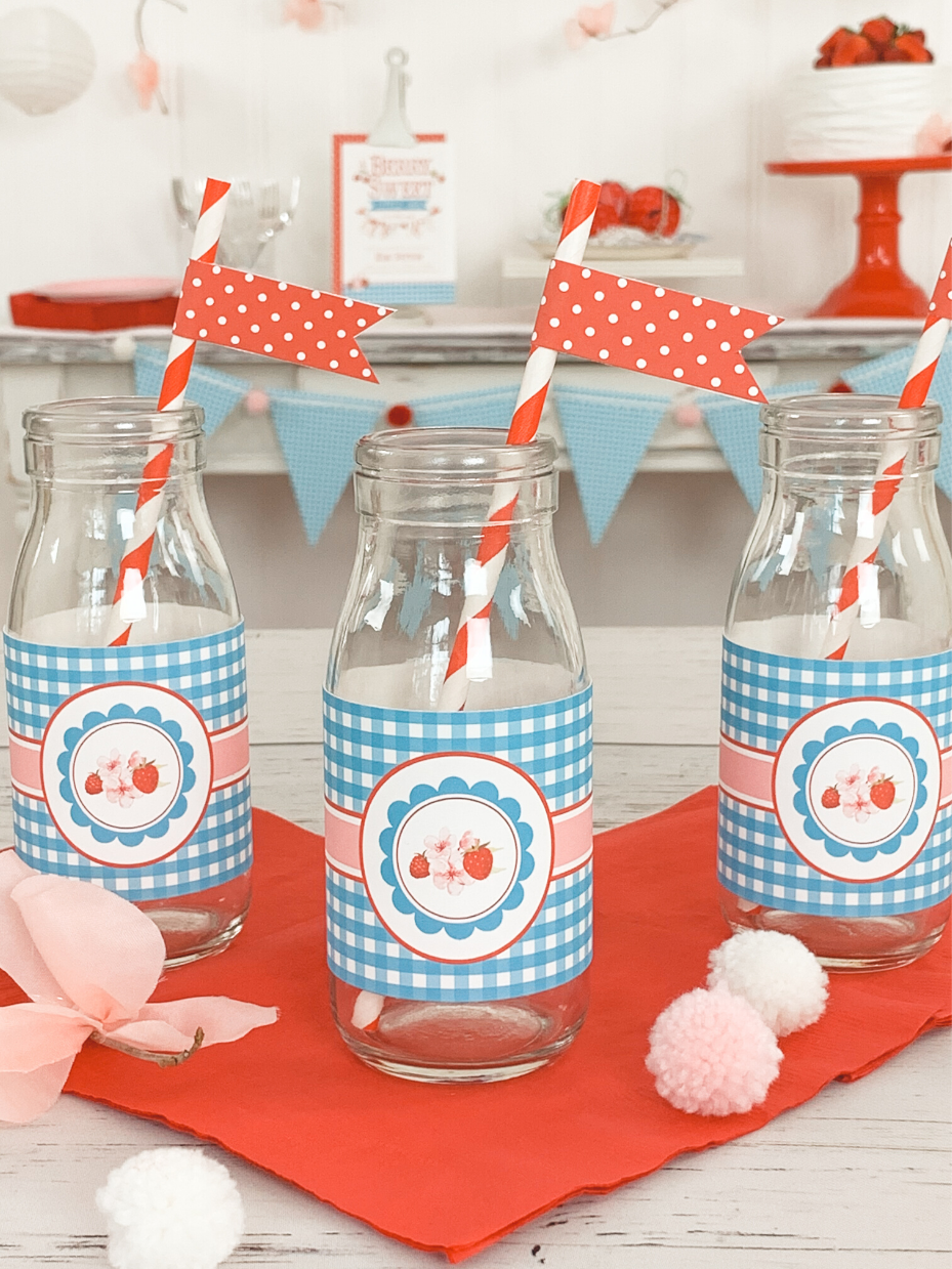 Gingham Bottle Wraps and Straw Flags