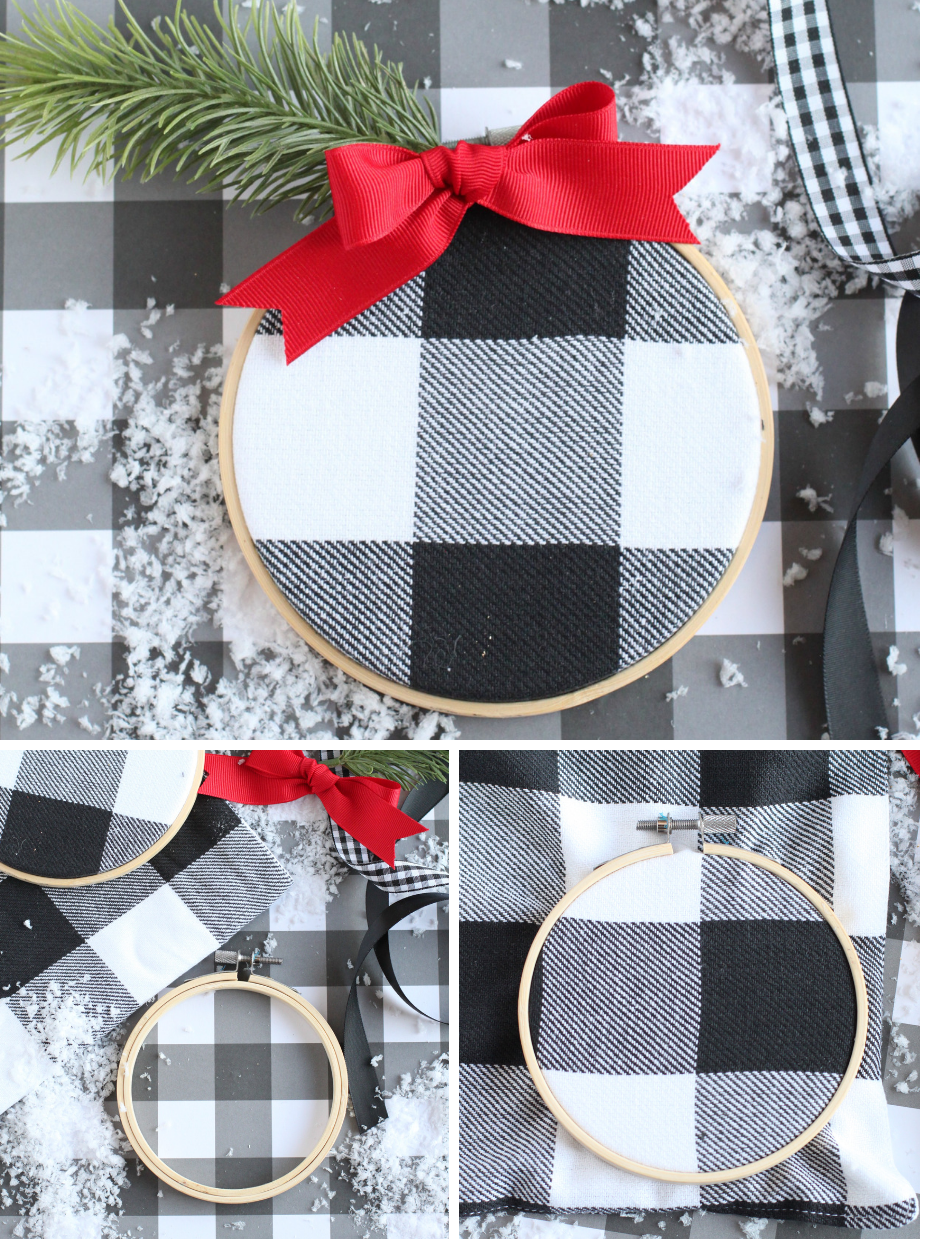 Buffalo Plaid Embroidery Hoop Ornaments